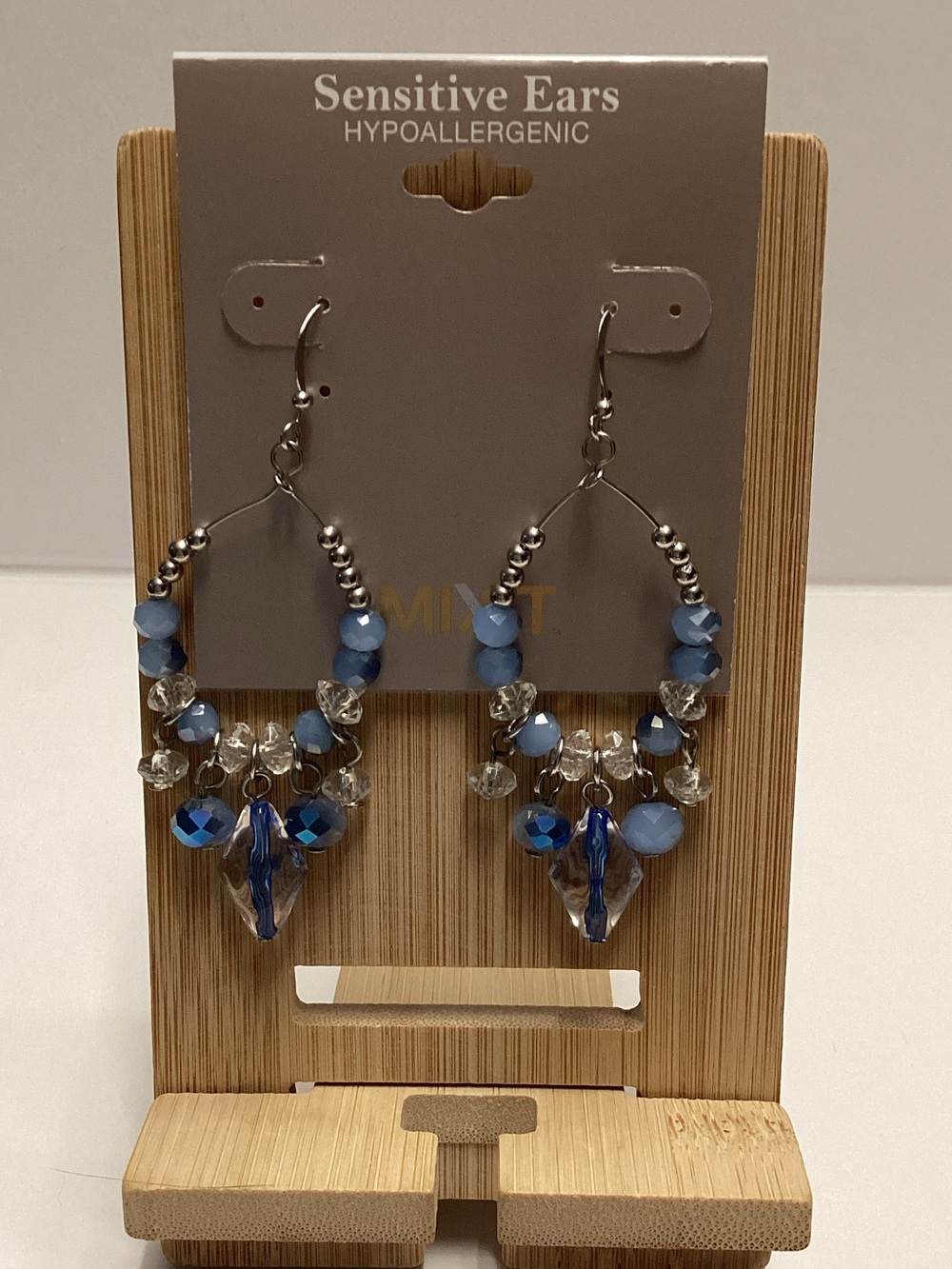 Mixit Blue and Clear Beaded Dangle Earrings